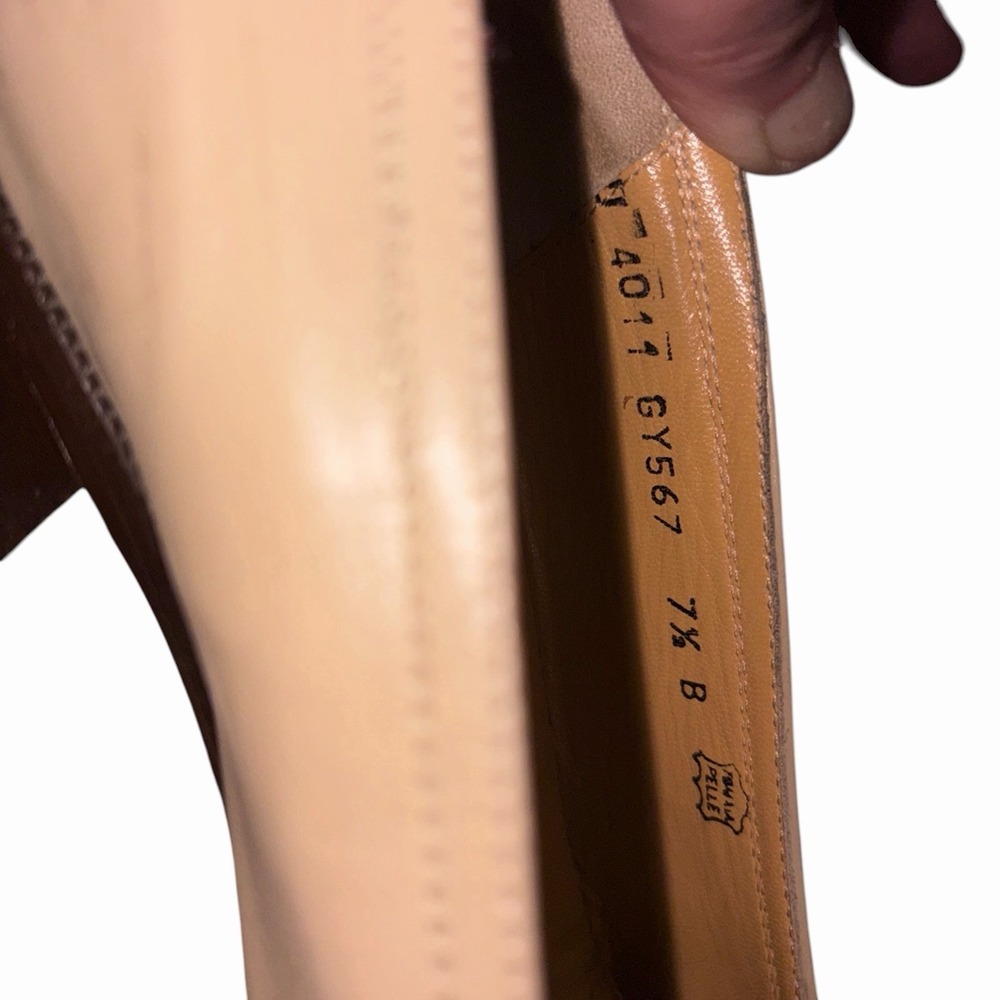 Vtg Bruno Magli Bologna Italy Cream Leather Square Toe Block Heel Sz 7.5 B - Picture 5 of 6
